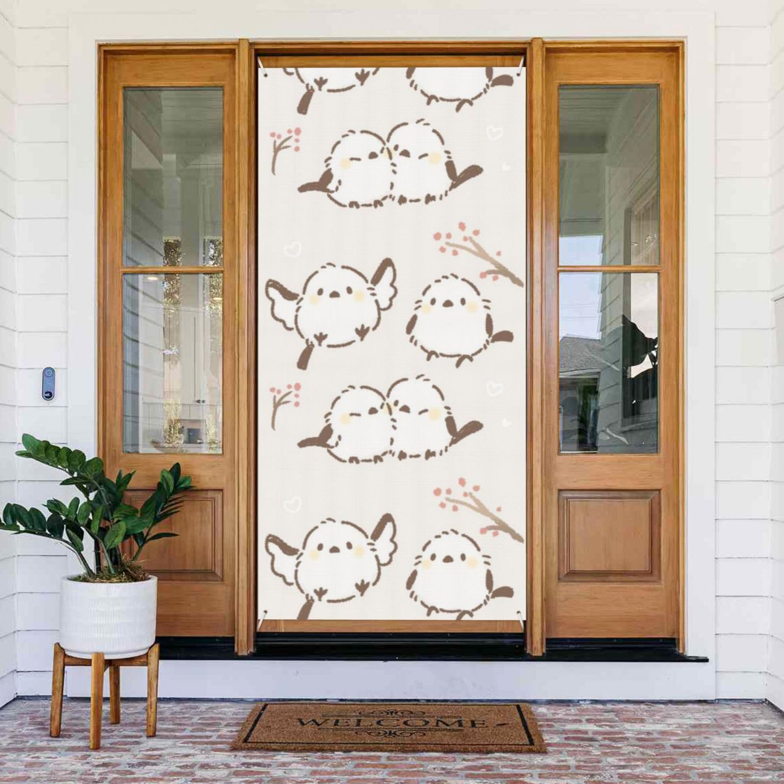 Amazon｜シマエナガ 鳥柄 (2) ドアカバー ドア飾り ドアブランケット